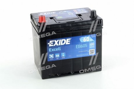 Аккумуляторная батарея 60Ah/480A (230x173x222/+L/B01) Excell Азія EXIDE EB605 (фото 1)