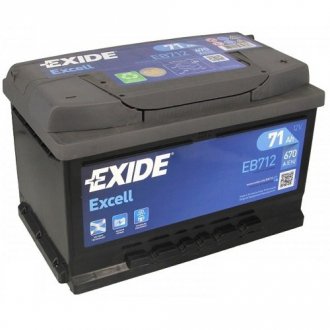 Аккумуляторная батарея 71Ah/670A (278x175x175/+R/B13) Excell EXIDE EB712