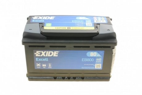 Аккумуляторная батарея 80Ah/640A (315x175x190/+R/B13) Excell EXIDE EB800 (фото 1)