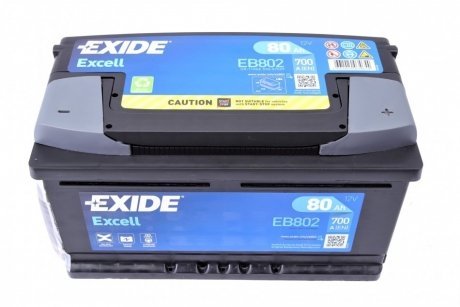 Аккумуляторная батарея 80Ah/700A (315x175x175/+R/B13) Excell EXIDE EB802 (фото 1)