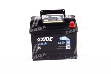 Акумулятор 55Ah-12v CLASSIC (242х175х190), R, EN460 EXIDE EC550 (фото 1)