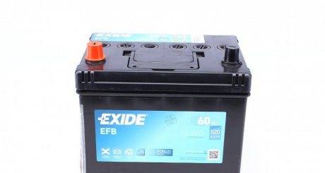 Аккумуляторная батарея 60Ah/520A (230x173x222/+L/B00) (Start-Stop EFB) Азия EXIDE EL605 (фото 1)