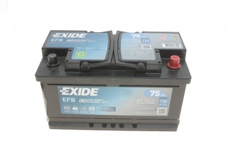 Аккумуляторная батарея 75Ah/730A (315x175x175/+R/B13) (Start-Stop EFB) EXIDE EL752