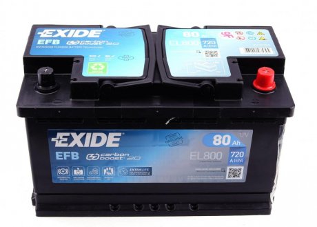 Аккумуляторная батарея 80Ah/720A (315x175x190/+R/B13) (Start-Stop EFB) EXIDE EL800 (фото 1)