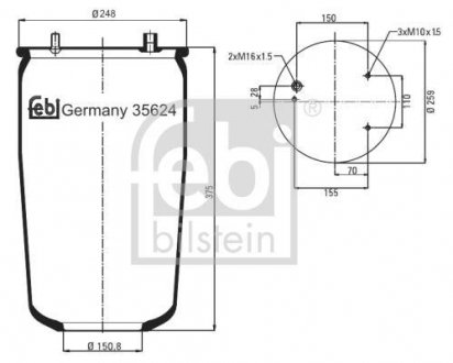 Пневмоподушка подвески без поршня FEBI BILSTEIN 35624