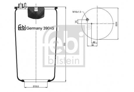 Пневмоподушка підвіски без поршня FEBI BILSTEIN 39045