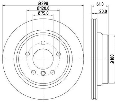 HELLA Диск тормозной задний (вентил.) BMW E39 (298*20) HELLA PAGID 8DD 355 104-611 (фото 1)