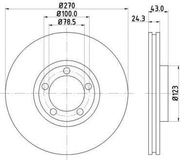 HELLA FORD диск гальм. перед. (вентил.) Transit 94-00 (270*24,1) HELLA PAGID 8DD 355 105-641 (фото 1)