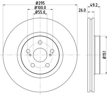 Тормозной диск перед. avensis t25 04- HELLA PAGID 8DD355111-651 (фото 1)