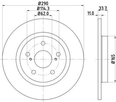 Тормозной диск зад. avensis 08- 1.6-2.2 HELLA PAGID 8DD355116-121 (фото 1)