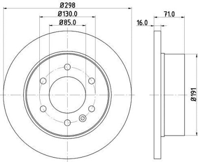 Гальмівний диск зад. Sprinter/Crafter 06- (3.0-3.5t) 298mm HELLA PAGID 8DD355117-641