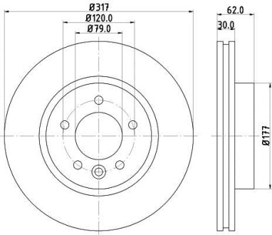 HELLA PRO LAND ROVER Гальмівний диск передн. DISCOVERY III, DISCOVERY IV, RANGE ROVER SPORT I HELLA PAGID 8DD 355 118-641 (фото 1)