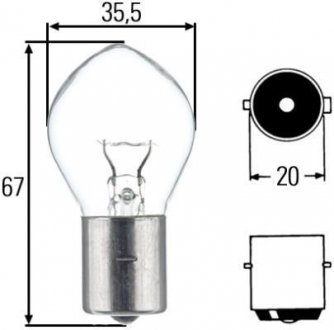 Лампа накаливания, F2 24V 35W BA 20s HELLA 8GA002083251