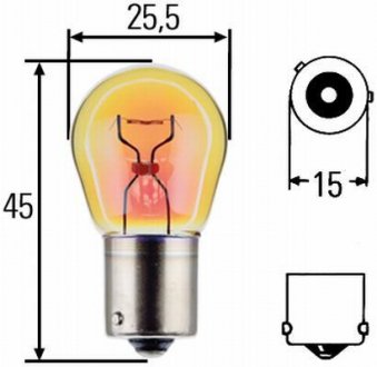 Автолампа Behr Standard PY21W BAU15s 21 W жовта HELLA 8GA006841241 (фото 1)