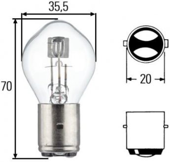 Автолампа BA20d S2 12V45/40W HELLA 8GD 002 084-151