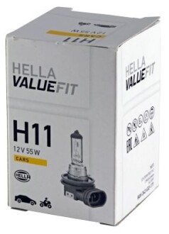 Лампа розжарювання H11 12V 55W PGJ 192 VALUEFIT, HELLA 8GH242632171