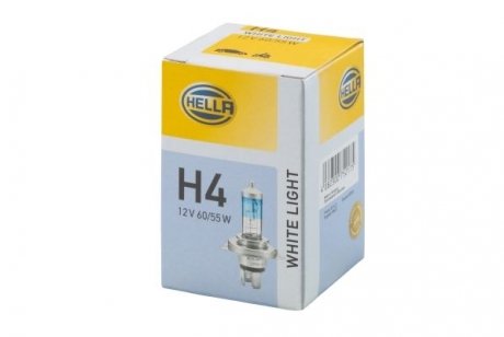 Лампа розжарювання, H4 12V 60/55W P43t, WL 4200K White Light HELLA 8GJ 223 498-121