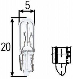 Автолампа Behr Heavy Duty W1,2W W2x4, 6d 1,2 W прозорий HELLA 8GP002095241 (фото 1)