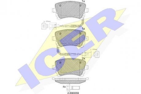 Комплект тормозных колодок (дисковых).) ICER 181674 (фото 1)