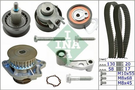 Комплект ГРМ, пас+ролик+помпа INA 530 0360 30