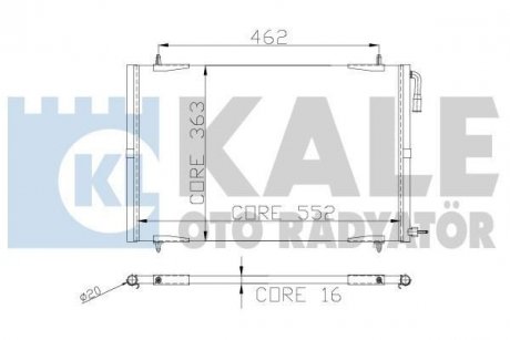 KALE PEUGEOT Радиатор кондиционера 552X363X16 206 KALE OTO RADYATOR 248100