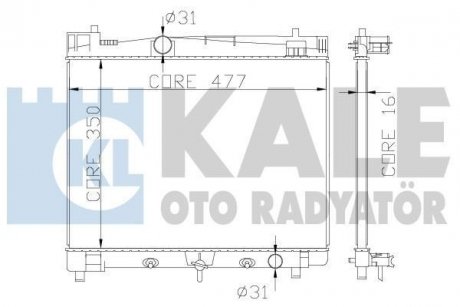 KALE TOYOTA Радиатор охлаждения с АКПП Yaris 1.0/1.3 05- KALE OTO RADYATOR 342210