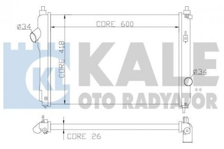 KALE CHEVROLET Радиатор охлаждения Aveo 1.4 08- KALE OTO RADYATOR 355100