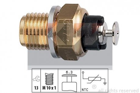 Датчик температури води, 2.4D (чорний) 0-125C KW 530 073 (фото 1)