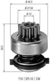 Бендикс (z=10) FIAT 1,7D OPEL 1,7D RENAULT Safrane 2,2D [940113020191] MAGNETI MARELLI AMB0191 (фото 1)