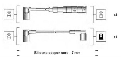 Высоковольтные провода MERCEDES 190 E 1,8/2,0 81- MAGNETI MARELLI MSK651 (фото 1)