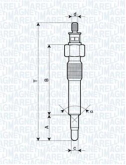 GLOW PLUG LANCIA, OPEL, PEUGEOT, RENAULT [062583202304] MAGNETI MARELLI UC9A