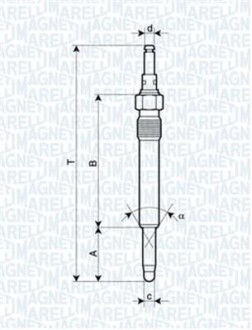 Свеча накала MERCEDES, OPEL,PEUGEOT, SEAT [062900003304] MAGNETI MARELLI UX16A (фото 1)