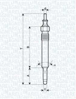 Свеча накала MERCEDES, OPEL,PEUGEOT, SEAT [062900004304] MAGNETI MARELLI UX17A (фото 1)