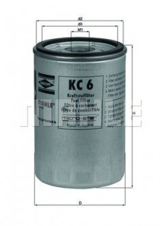 Фильтр топливный, IVECO MAHLE / KNECHT KC 6 (фото 1)