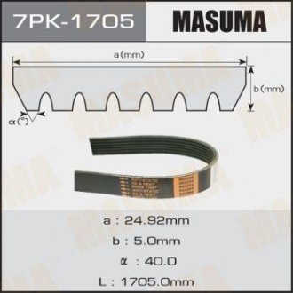 Ремінь поликлиновой MASUMA 7PK1705 (фото 1)
