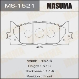 Колодка тормозная передняя Toyota Camry (06-) MASUMA MS1521 (фото 1)