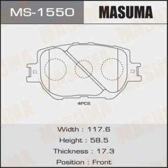 Колодки тормозные передн AN-636K, NP1021, P83054 MASUMA MS1550