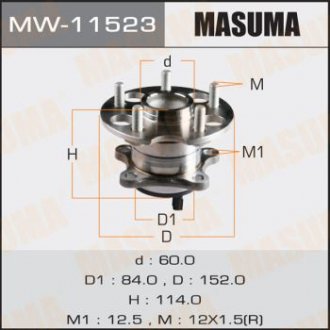 Ступиця колеса заднього в зборі з підшипником Toyota Venza (09-16) (с ABS) MASUMA MW11523 (фото 1)