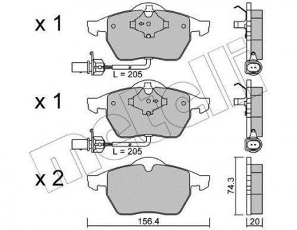 Комплект тормозных колодок из 4 шт. дисков Metelli 22-0181-3 (фото 1)