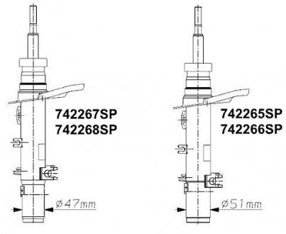 CITROEN Амортизатор газ.Original пер. прав.C3 II 09- (47mm) MONROE 742267SP