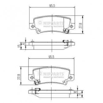 Колодки тормозные дисковые задние, комплект NIPPARTS J3612025
