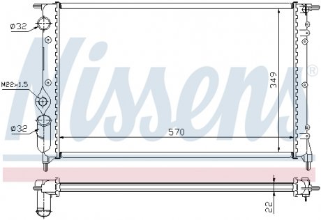 Радиатор охлаждения RENAULT R 19 (88-) NISSENS 63925 (фото 1)