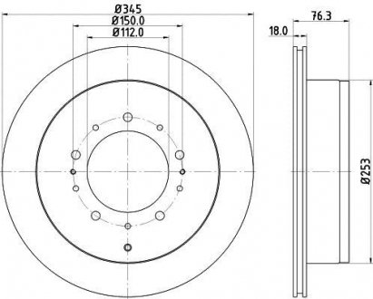 Диск гальмівний задній toyota land cruiser 4.5, 4.6, 4.7, 5.7 (08-) NISSHINBO ND1029K (фото 1)