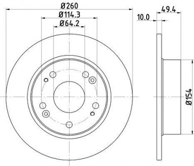 Диск гальмівний задній honda accord 2.0, 2.2, 2.4 (03-08) NISSHINBO ND8004K (фото 1)