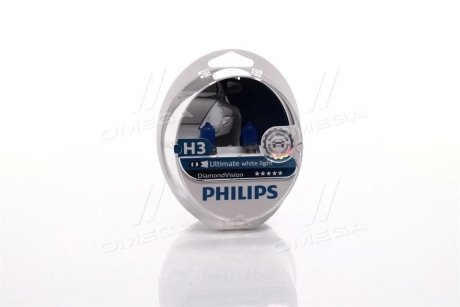 Лампа накаливания H3 12V 55W PK22s Diamond Vision 5000K PHILIPS 12336DVS2