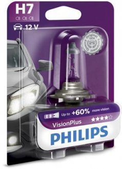 Автолампа VisionPlus H7 PX26d 55 W прозора PHILIPS 12972VPB1