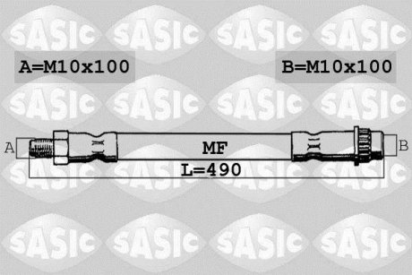 Шланг торм. передний (490 мм) SASIC 6600007 (фото 1)