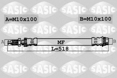 Шланг гальм. передній (518 мм)), 96-06 SASIC 6600009 (фото 1)