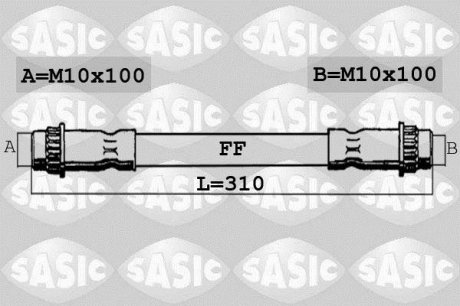 Шланг тормозной задний, L/R, 1,2-1,6 SASIC 6604033 (фото 1)