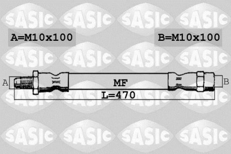 Шланг гальм. передній, 96-08 L=470mm SASIC SBH0180